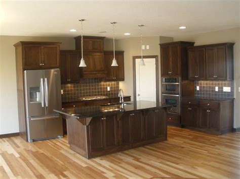 dark hickory cabinets white floors and stainless steel|hickory flooring with white cabinets.